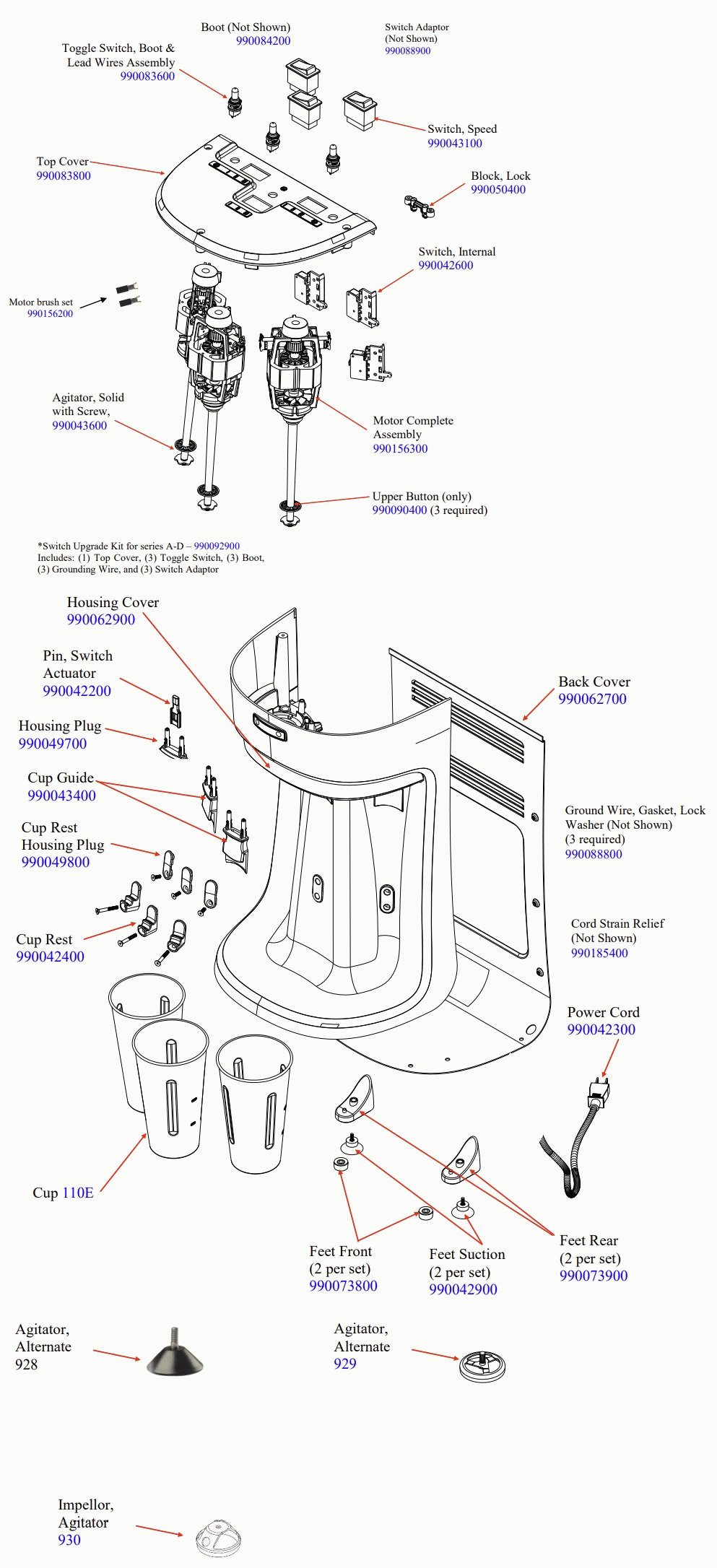Diagram Diagram and Parts List for HMD400-OSI  Hamilton Beach Drink Mixer